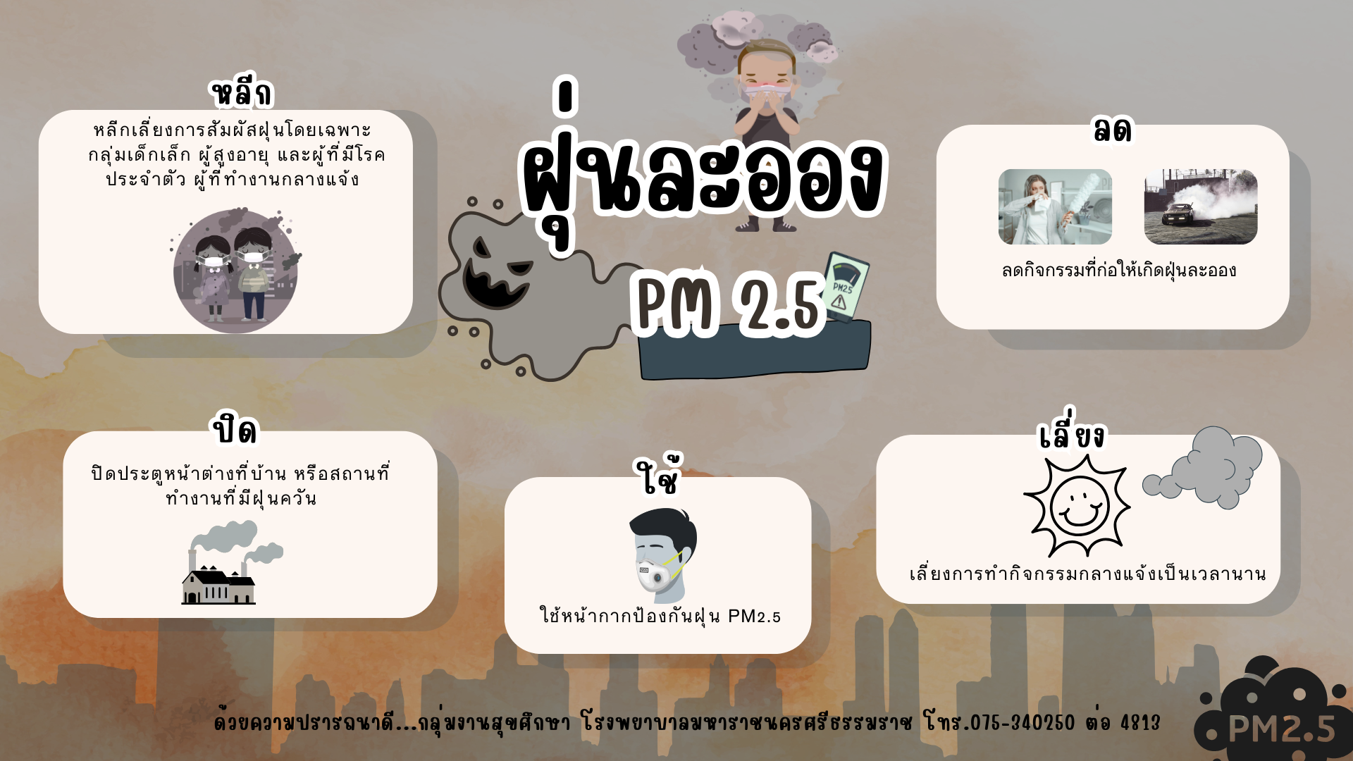 สีส้ม สีเทา เรียบง่าย ปัญหาฝุ่นควัน มายแมพปิ้ง Mine Map